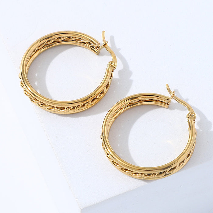 Hollow shell earrings light luxury 18K plated earrings