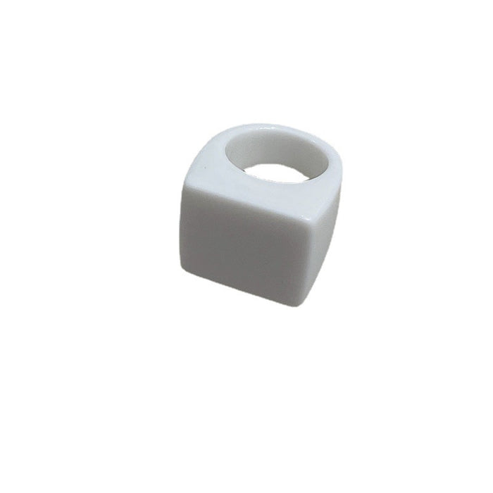 White and black flat resin ring - wallojewerly 