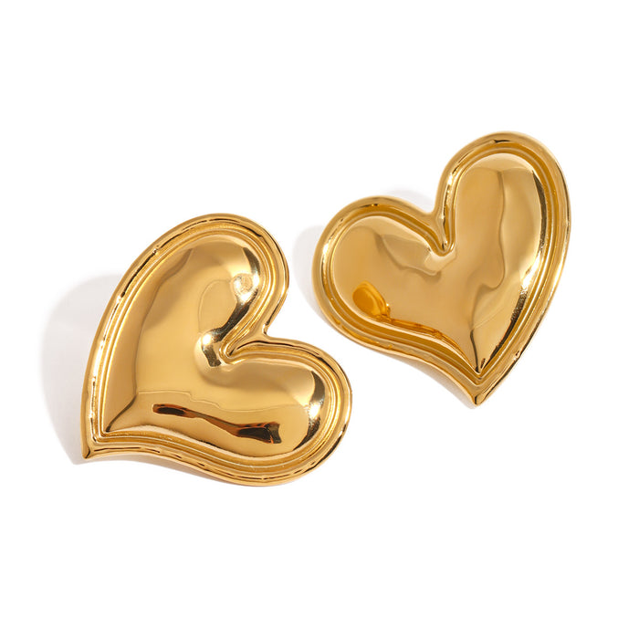 Stainless steel heart earrings 18K gold titanium steel earrings