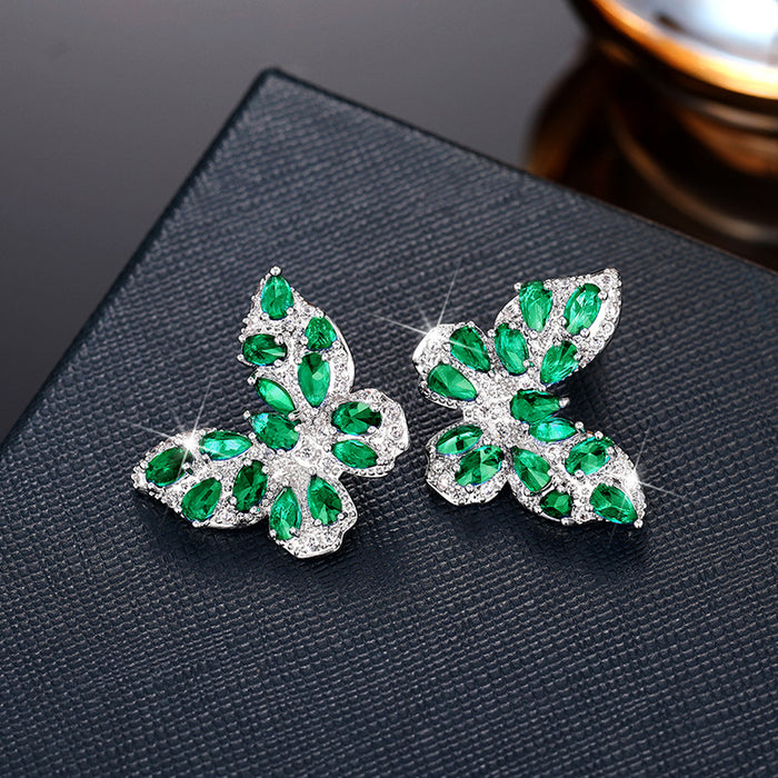 Butterfly zircon earrings niche light luxury earrings