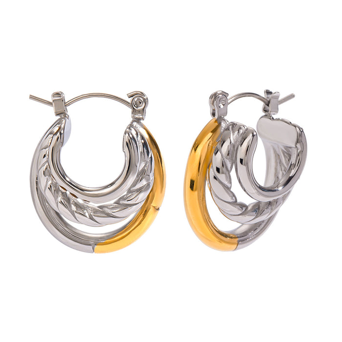 Stainless steel contrast color double C earrings niche earrings titanium steel earrings