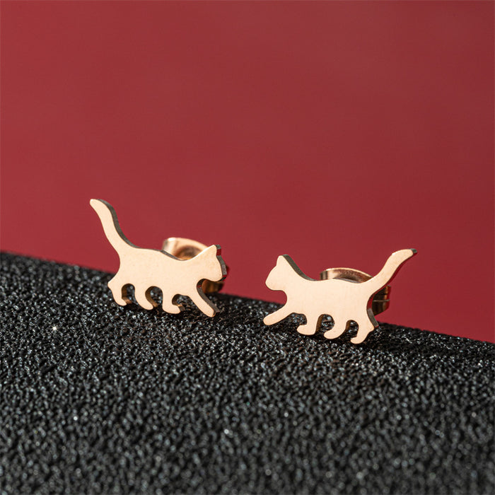 Mini Cat Paw Stainless Steel Stud Earrings - Adorable Pet Jewelry for Animal Lovers