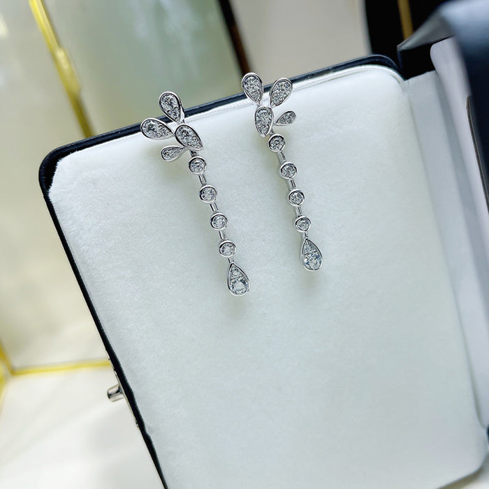 Small fresh temperament flower earrings imitation tassel earrings