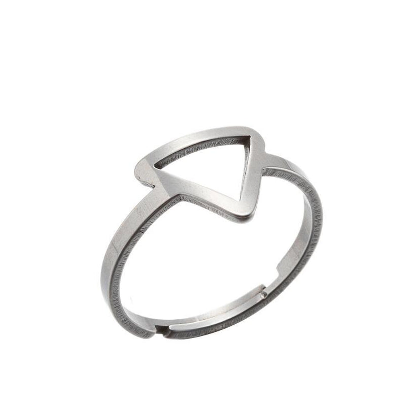 Stainless steel hollow triangle ring, INS simple open ring wholesale - wallojewerly 