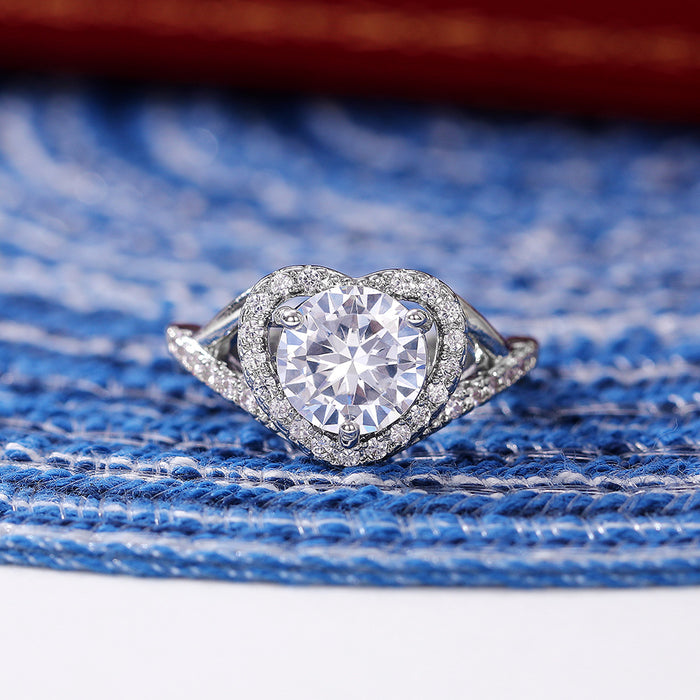 Imitation Tanzanite Women's Ring Horse Eye Hollow Luxury Palace Style Plated Two Color Gemstone Ring