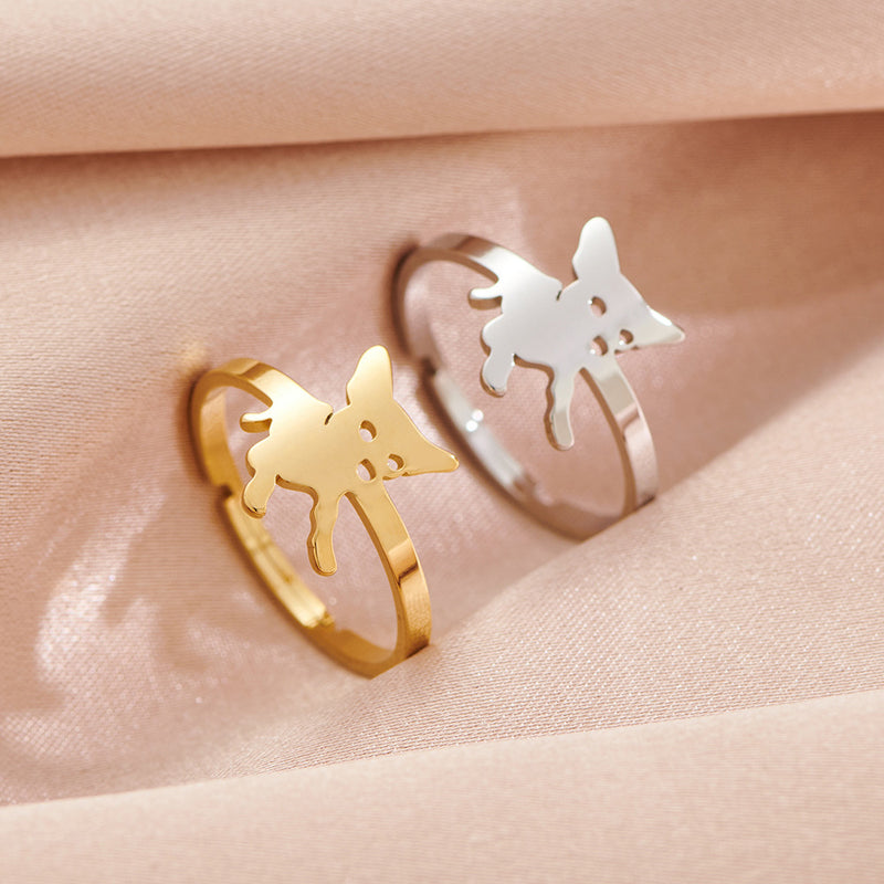 Stainless steel pet dog ring, niche design open animal ring wholesale