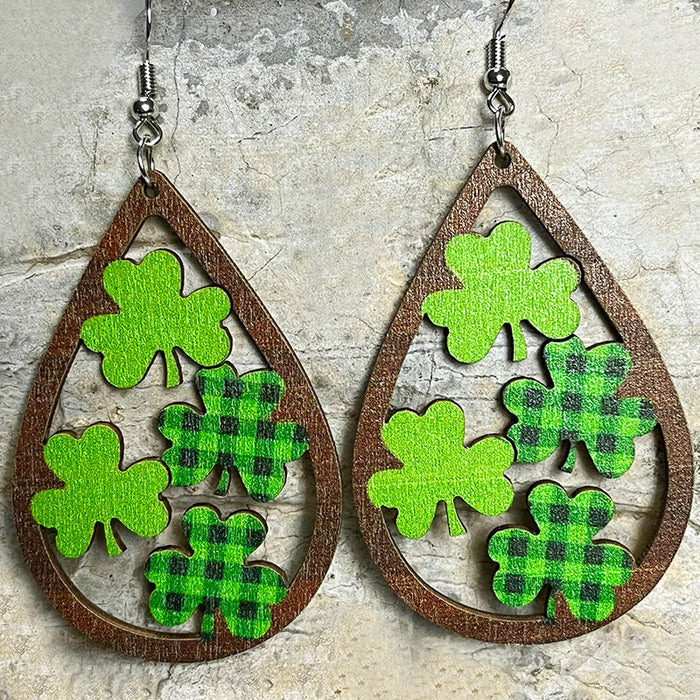 Wooden St. Patrick's Day earrings