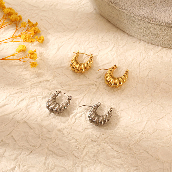 Light luxury hollow earrings stainless steel bamboo earrings