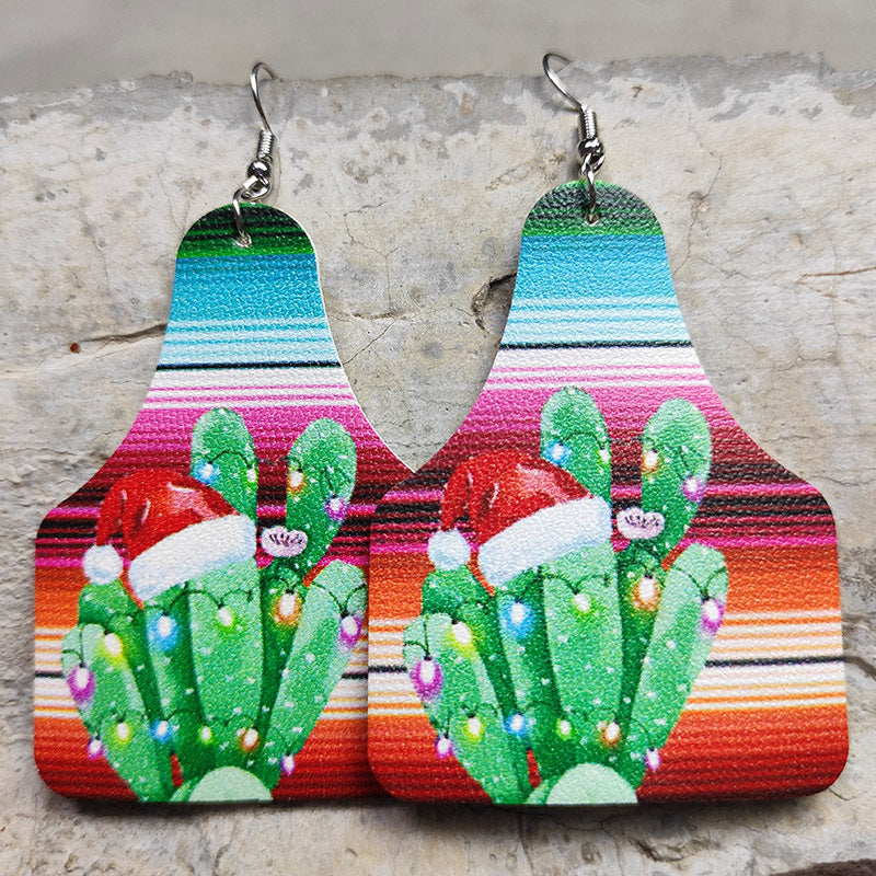 Cross Teardrop Leather Earrings with Western Flag Sunflower and Boot Design - wallojewerly 