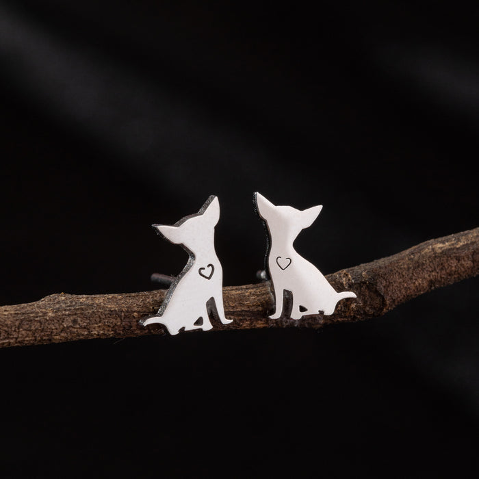 Dog Zodiac Stainless Steel Stud Earrings - Adorable and Playful Animal Jewelry