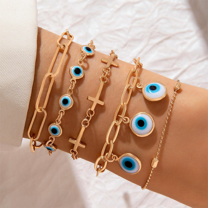 Conjunto de pulseras de conchas y ojo malvado bohemio: joyas únicas para mujeres