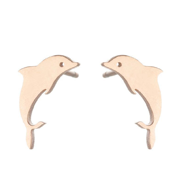 Cat bat earrings, Amazon new stainless steel simple dolphin temperament ear bone studs wholesale