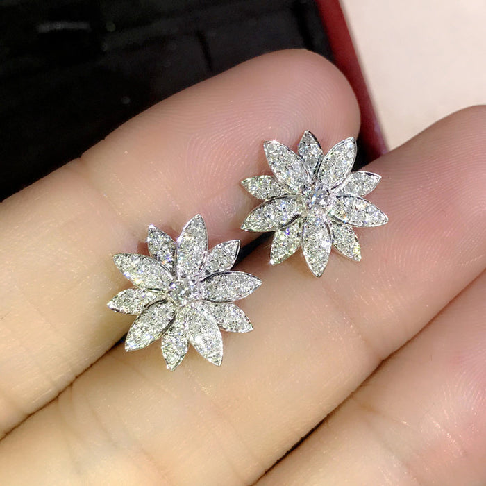 Snowflake Flower Earrings Light Luxury French Petal Earrings