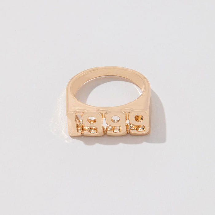 Simple Niche Digital Seal Three-Piece Ring Set