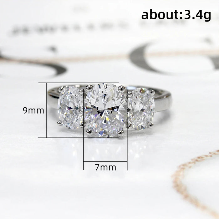 Oval zircon couple ring niche light luxury style simple index finger ring