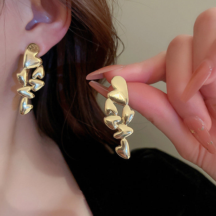 Irregular metal earrings heart design shiny earrings