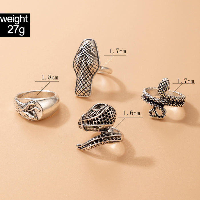 Alloy Animal Snake Shape 4-piece Vintage Ring Set