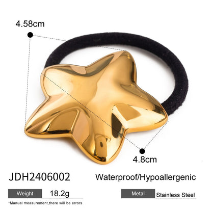 18K Gold Plated Stainless Steel Hair Tie - High-End U-Shaped Elastic Band for Ponytails