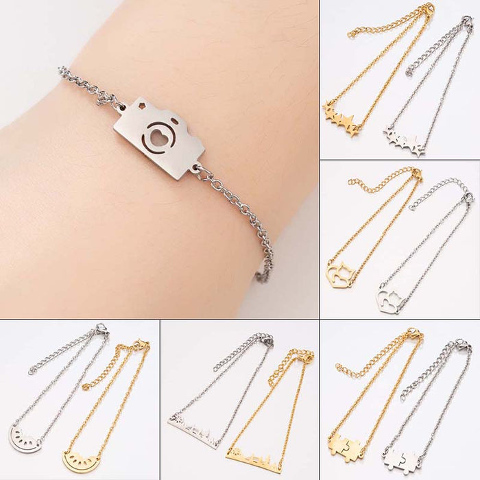 Pulsera de gato con rompecabezas de estrella de oro de 18 quilates, pulsera de moda simple al por mayor