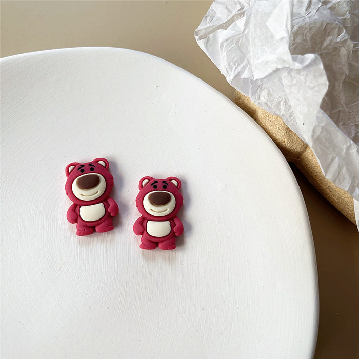 Cartoon bear earrings, sweet and childlike, cute earrings