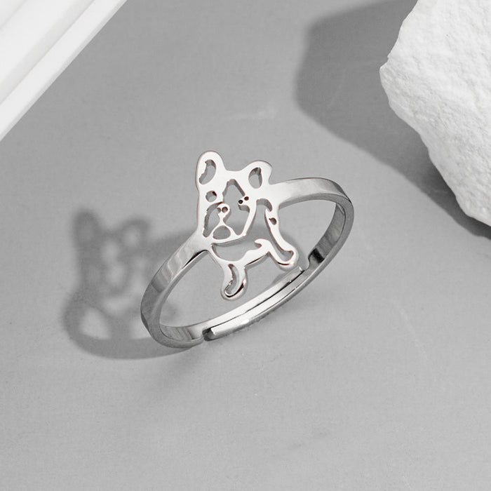 European and American INS style small animal rings, light luxury stainless steel cat and dog open rings wholesale