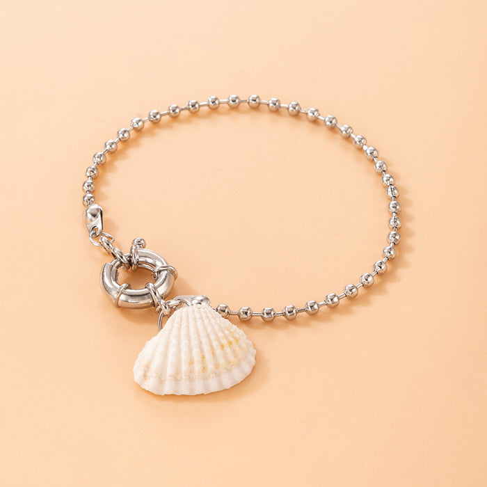 Shell Pendant Single Layer Bracelet with Beach Style Chain Design