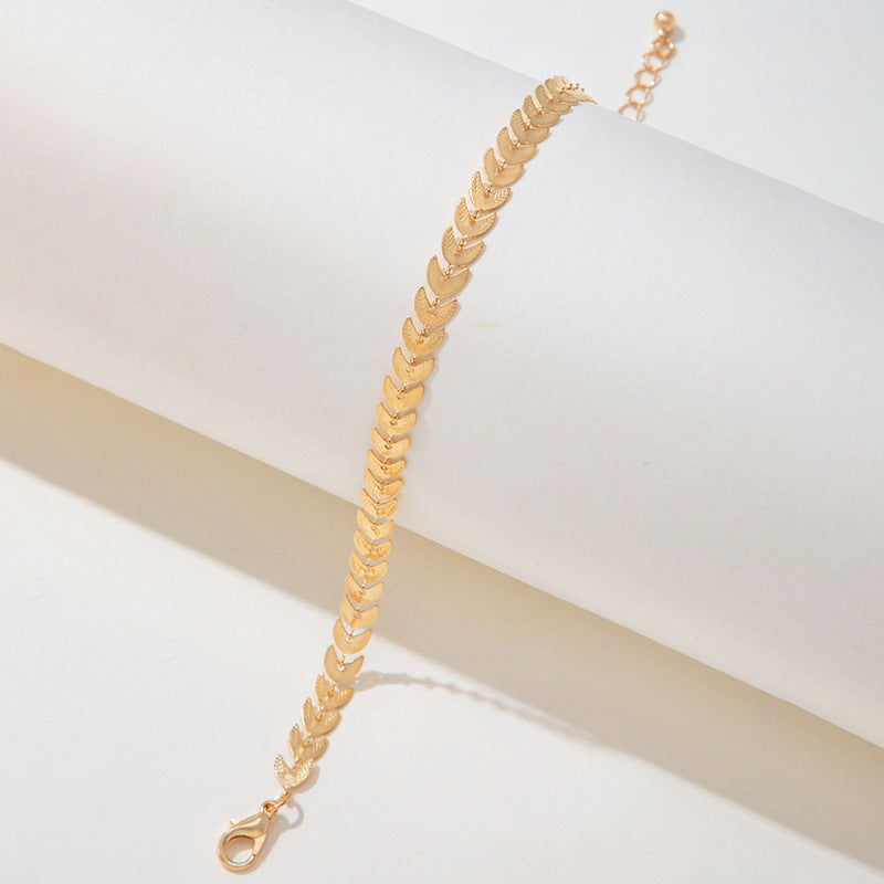 Single Layer Plane Chain Anklet - Minimalist Gold Foot Jewelry