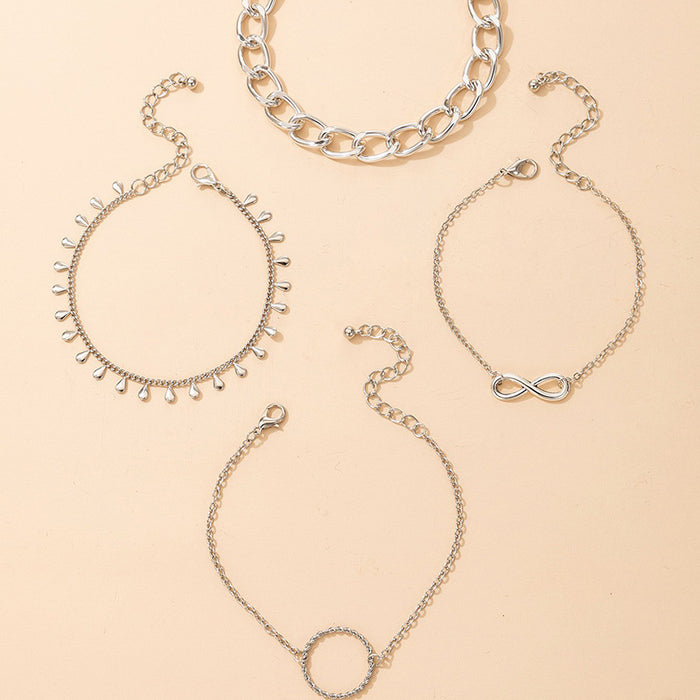 Geometric Irregular Bracelet Set - Circle Chain Waterdrop Bracelet Combo