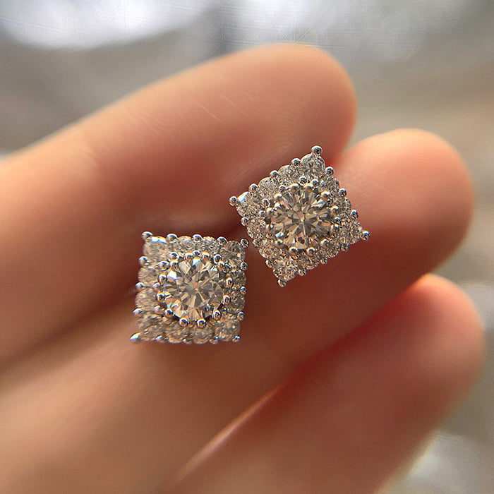 Shiny textured earrings, versatile diamond earrings