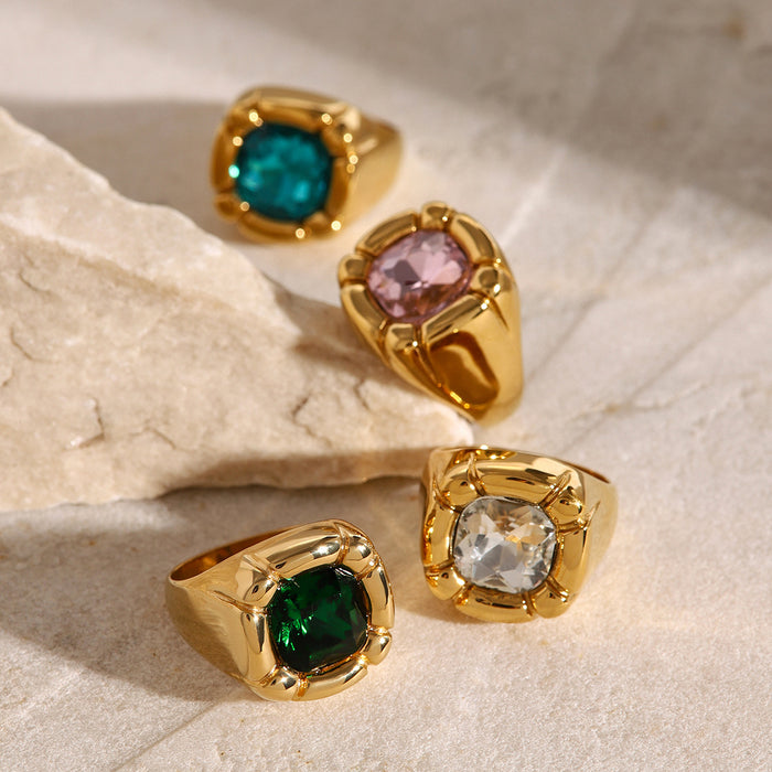 Stainless steel zircon ring