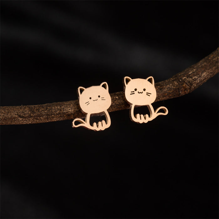 Mimi earrings, new cartoon kitten animal series stainless steel jewelry personalized accessories wholesale