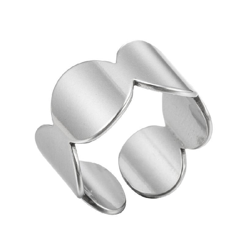 Japanese and Korean geometric love couple ring, stainless steel hollow open ring wholesale