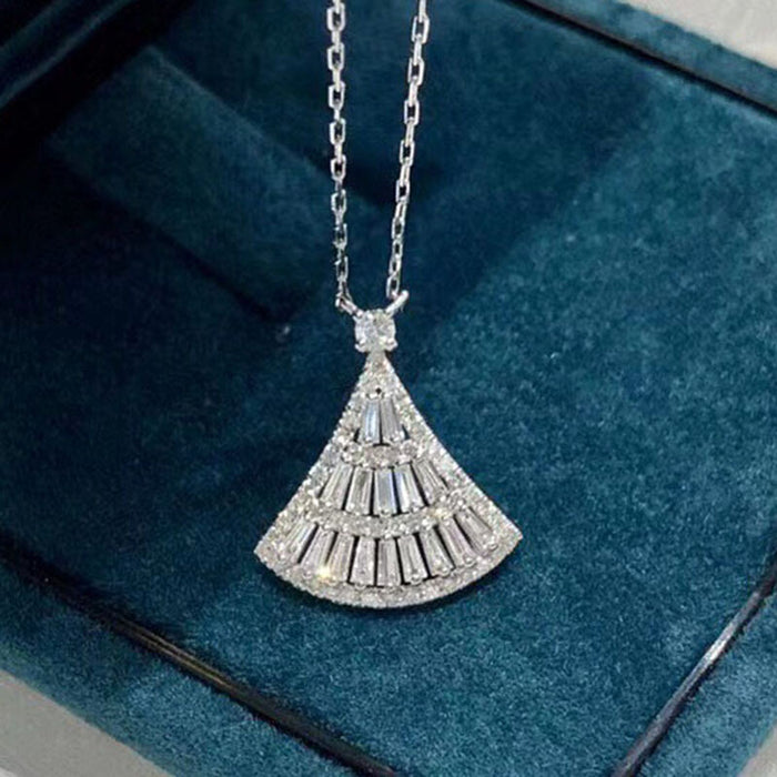 Skirt fan-shaped necklace ladder square diamond light luxury evening jewelry