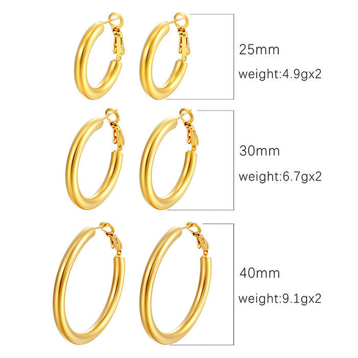 Pendientes redondos de acero inoxidable macizo para mujer, pendientes vintage galvanizados de 18 quilates