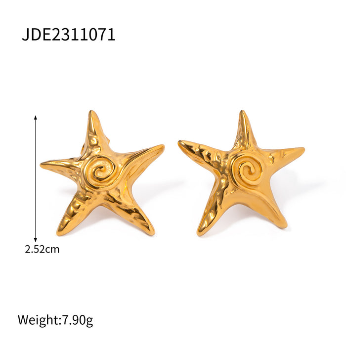 Stainless steel starfish gold earrings high-end earrings