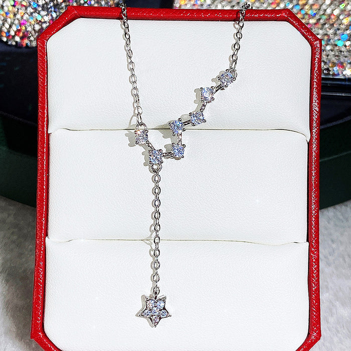 Big Dipper Pendant Tassel Star Clavicle Necklace for Women