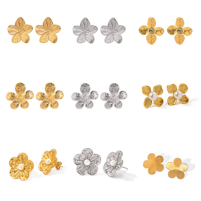 Designer 18K Gold Stainless Steel Gold-Silver Daisy Earrings - Floral Series Jewelry