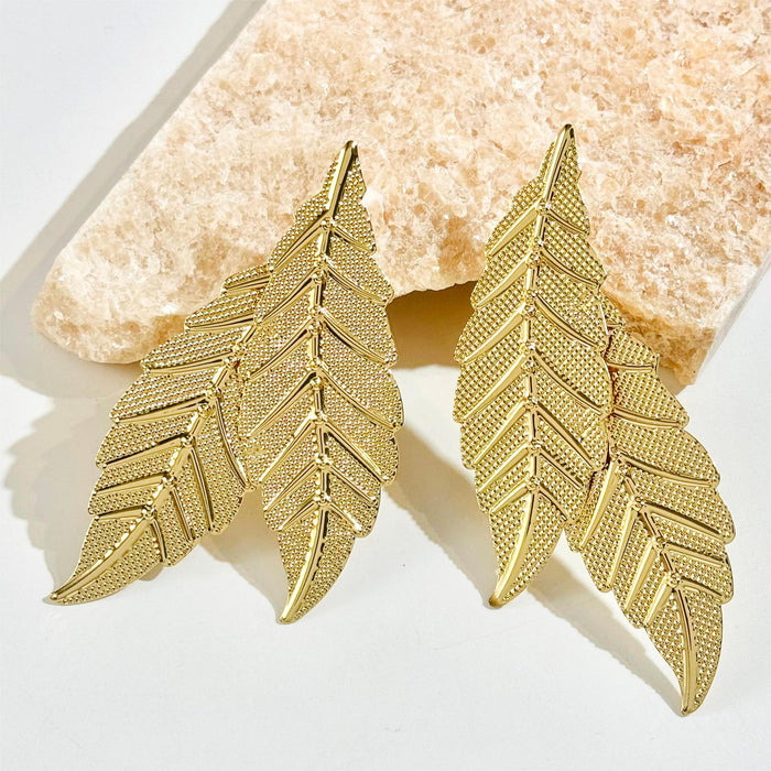 Vintage leaf earrings metal leaf earrings