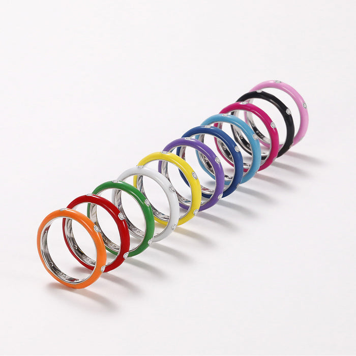 Anillo de gota de aceite de color arcoíris, anillo de circón minimalista y versátil