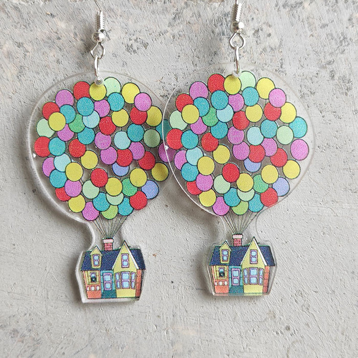 Storybook Earrings with School Bus and Colorful Fish Designs