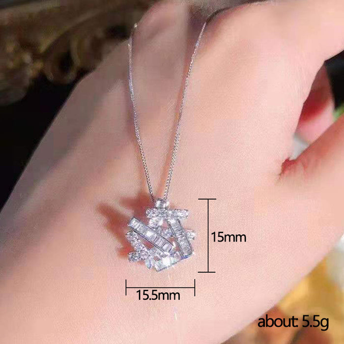 Meteor Sparkle Diamond Pendant Necklace Geometric Pendant Women's