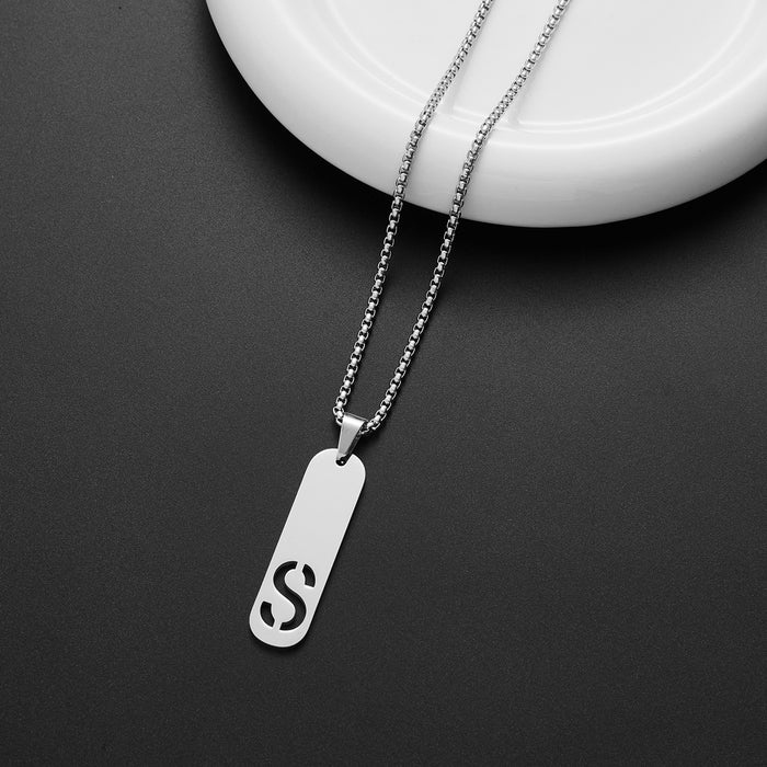 Military brand pendant necklace, European and American independent station stainless steel punk hip-hop English letter all-match chain wholesale