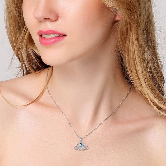 Hollow lotus necklace light luxury style necklace
