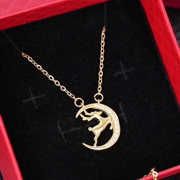 Christmas Moon Elk Necklace