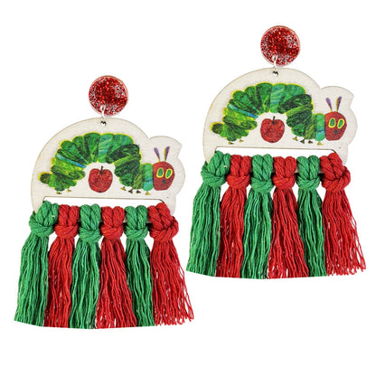 Fun Reading Themed Woven Tassel Earrings with Pencil Design for Students and Teachers