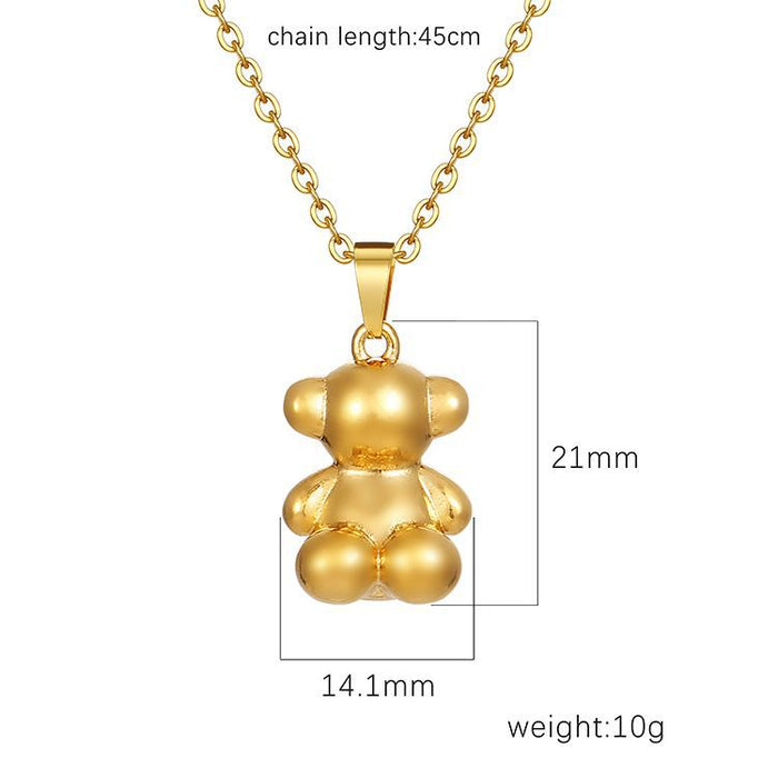 High-end bear pendant necklace, 18K trendy clavicle chain