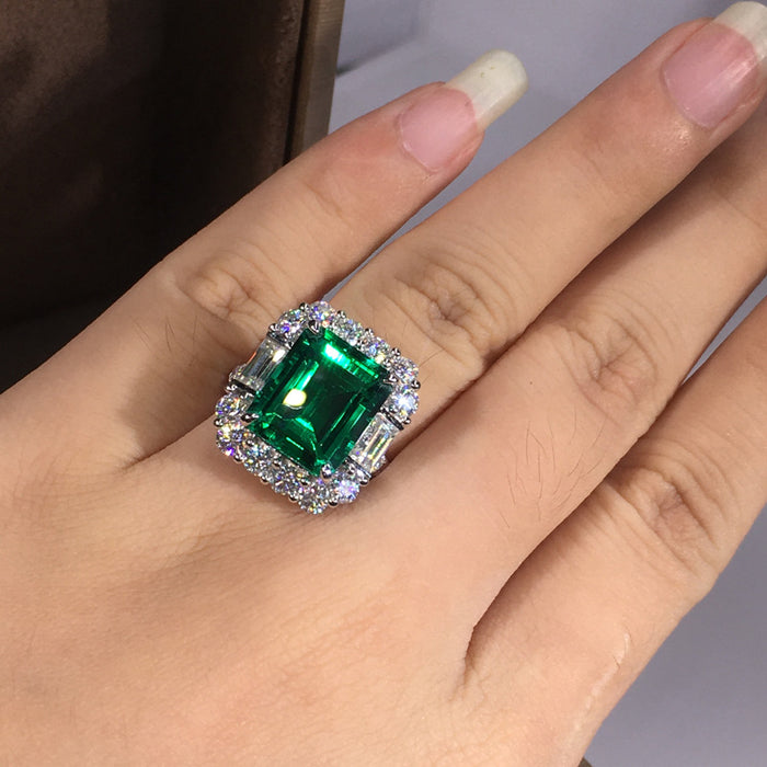 Anillo geométrico de alta gama con simulación de temperamento, anillo de lujo de estilo europeo y americano.