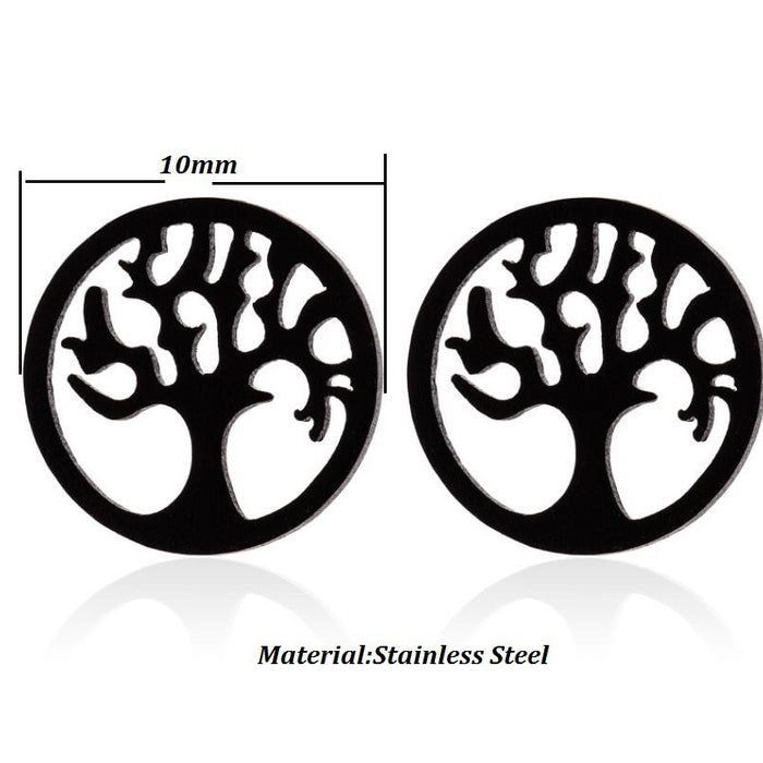 Wishing Tree Geometric Stainless Steel Stud Earrings - Vintage-Inspired Jewelry for a Unique Look