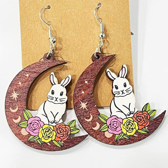 Easter wooden animal earrings