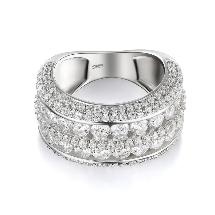 Double layer full diamond zircon ring light luxury open hand jewelry